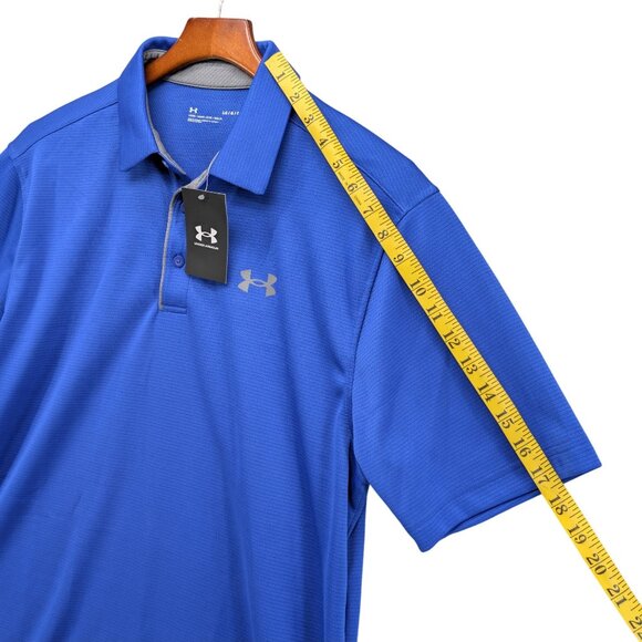 Under Armour Tech Polo Mens Royal Blue Short Sleeve Loose Fit Golf Shirt Size L - Picture 9 of 10